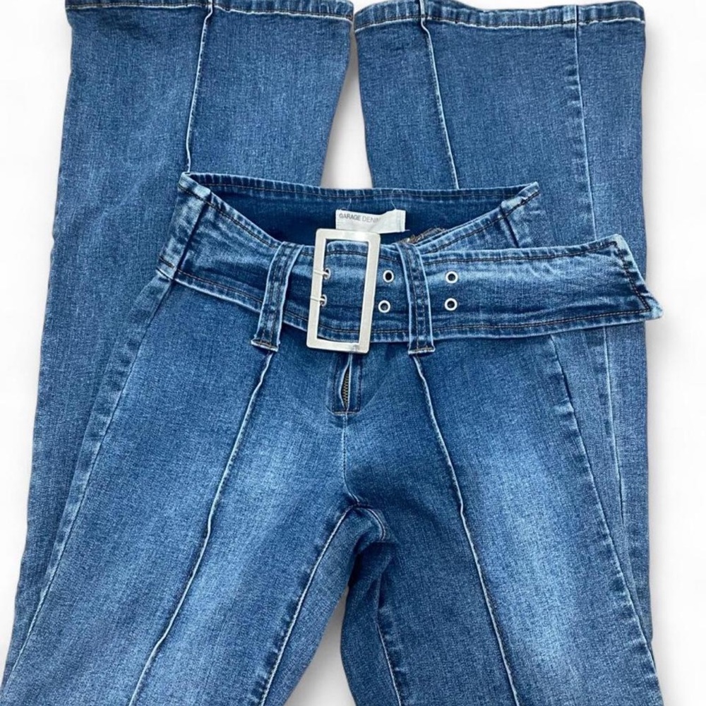 Garage Blue Flare Jeans with Belt